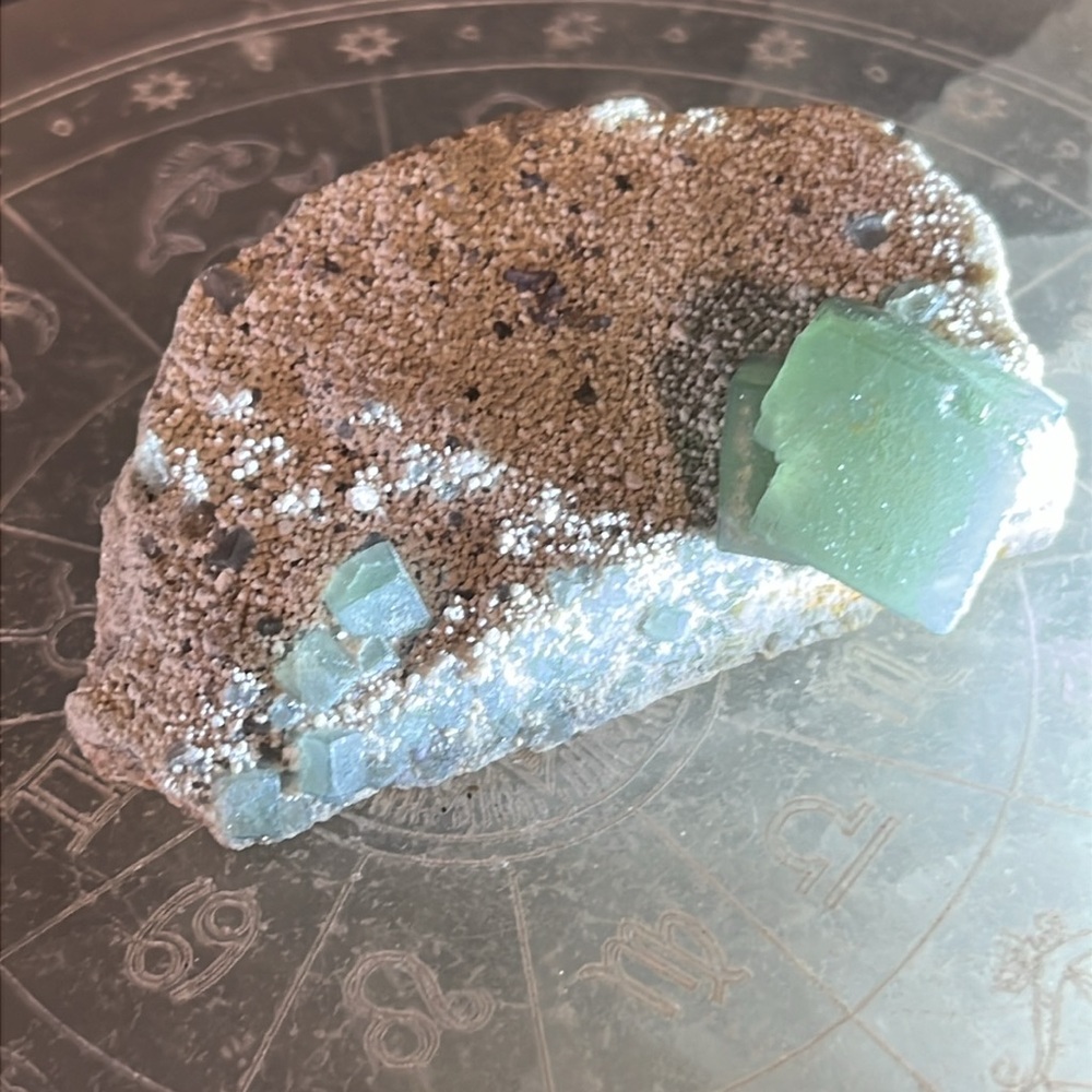Cubic green Flourite on matrix